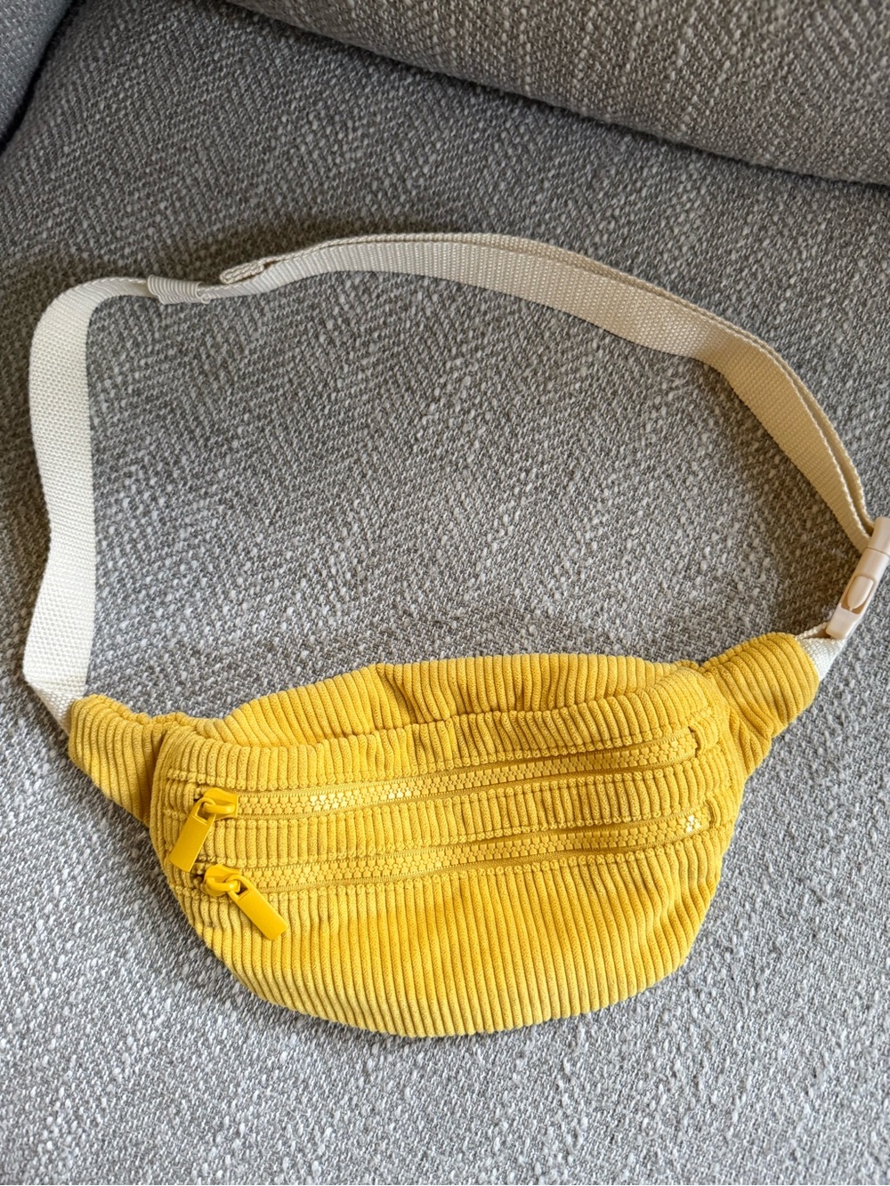 wild fable Yellow Corduroy Fanny Pack with Cream Strap